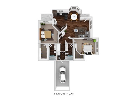 Floor plan for 2 beds, 2 baths, 1325 sqft